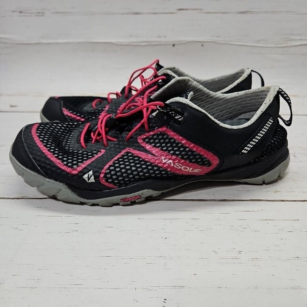 Vasque Lotic Womens 8 Black Pink Hiking Water Outdoor Shoes Vibram Soles 7053